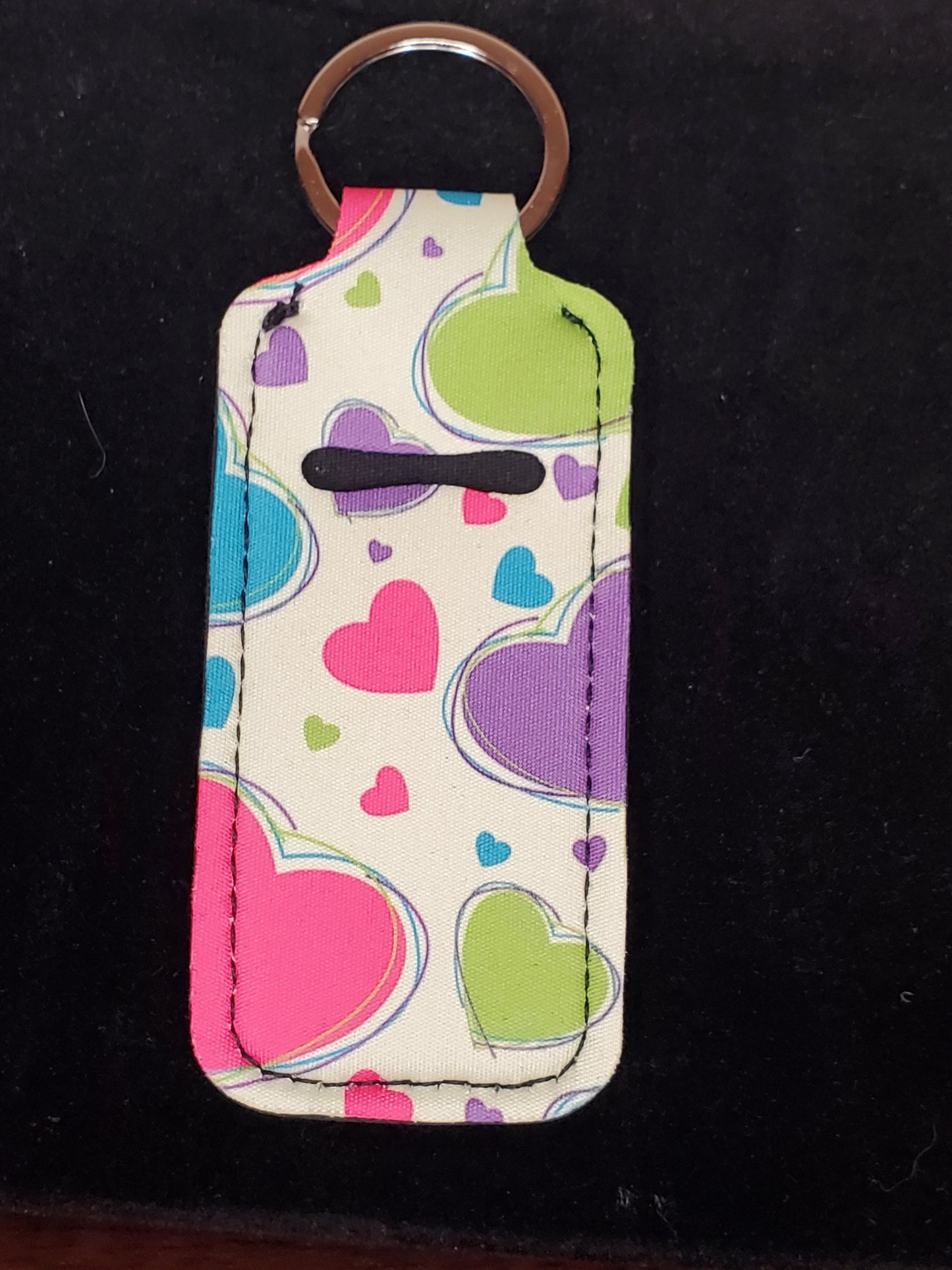 Pastel Hearts Love Chapstick Lip Stick Holder Keychain Key Fob