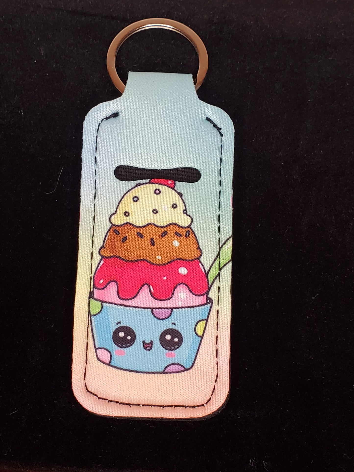 Kawaii Sweet Desserts Chapstick Lip Stick Holder Keychain Key Fob