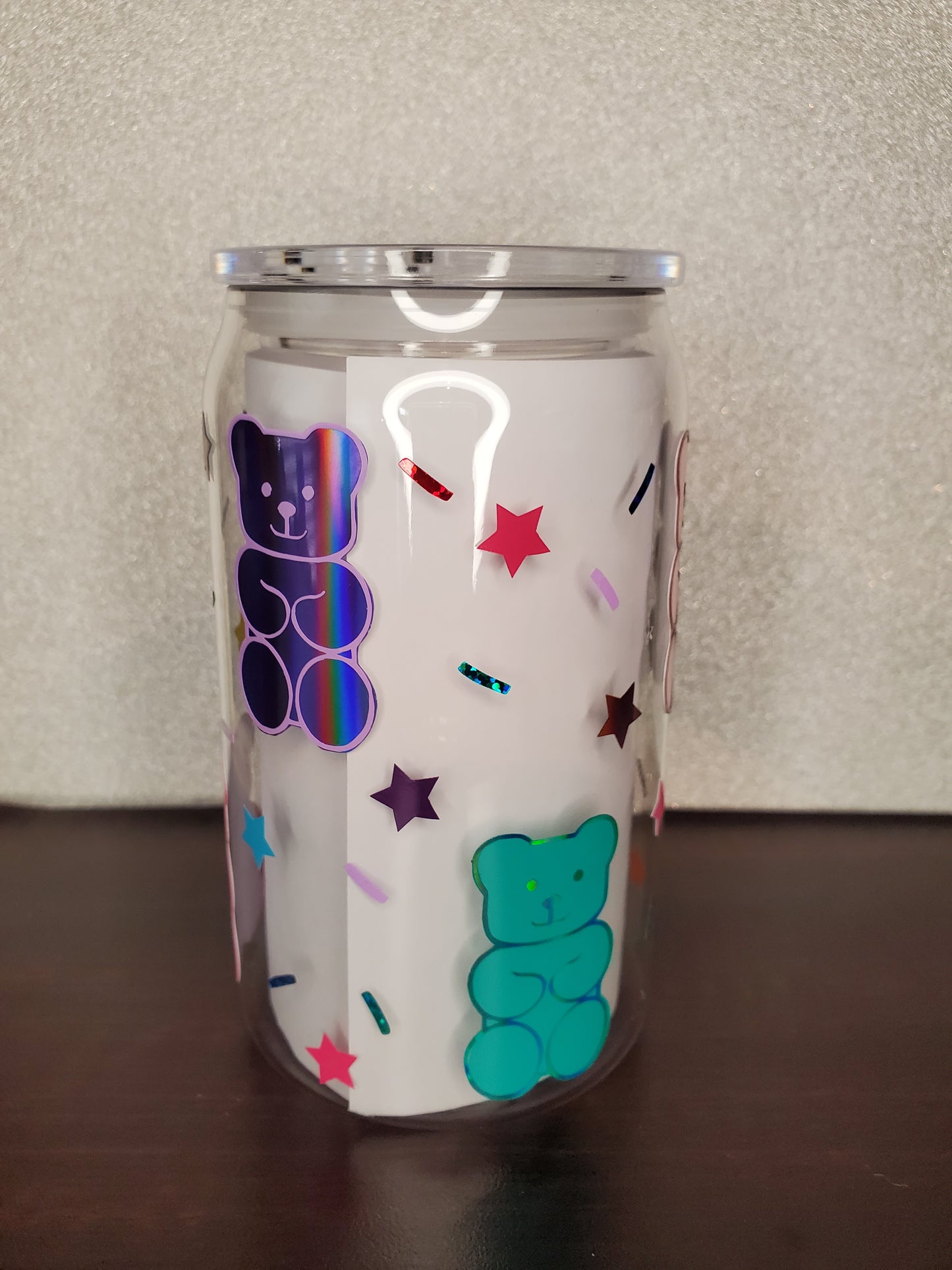 16oz Gummy Bear Sprinkles Acrylic Cup, Straw & Lid