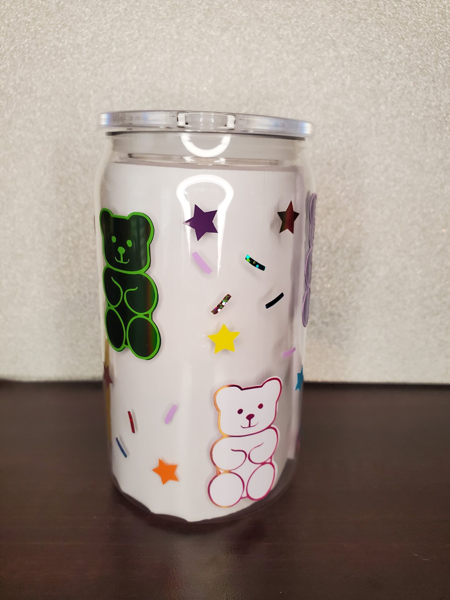 16oz Gummy Bear Sprinkles Acrylic Cup, Straw & Lid