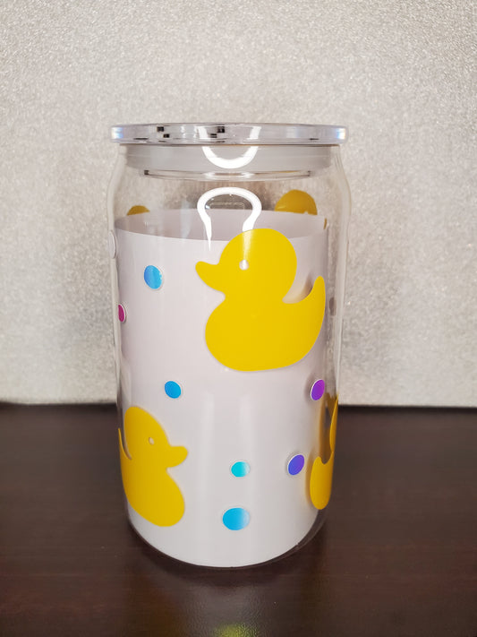 16oz Rubber Ducky Bubbles Acrylic Cup, Straw & Lid