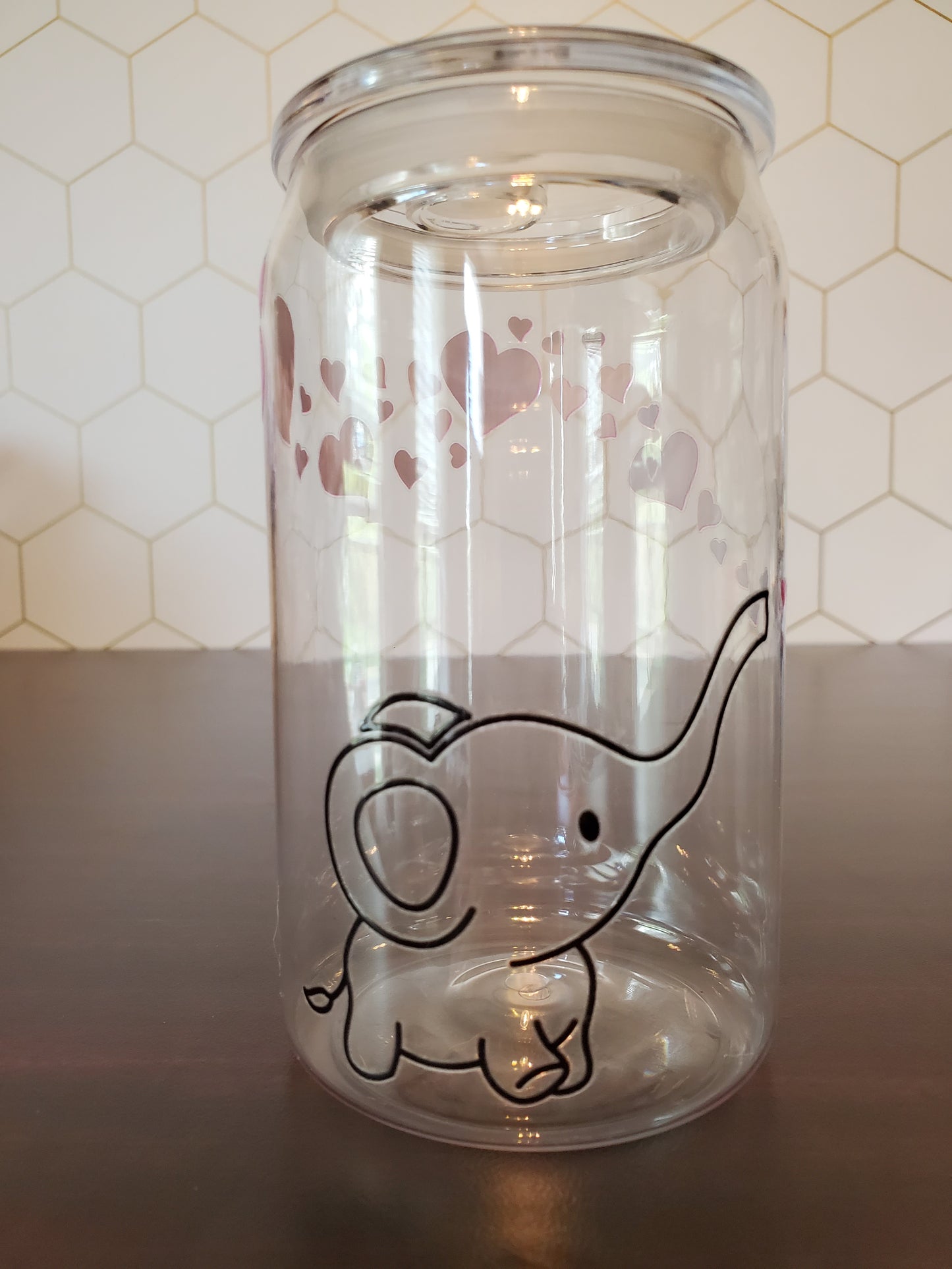 16oz Elephant Blowing Heart Bubbles Acrylic Cup, Straw & Lid