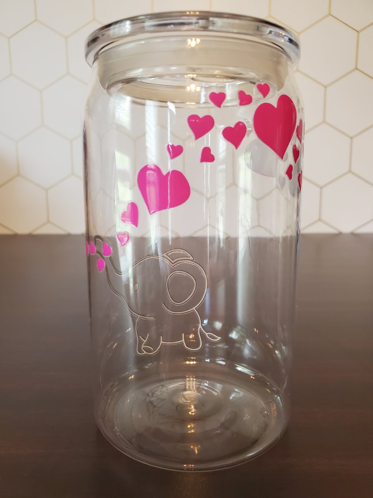 16oz Elephant Blowing Heart Bubbles Acrylic Cup, Straw & Lid