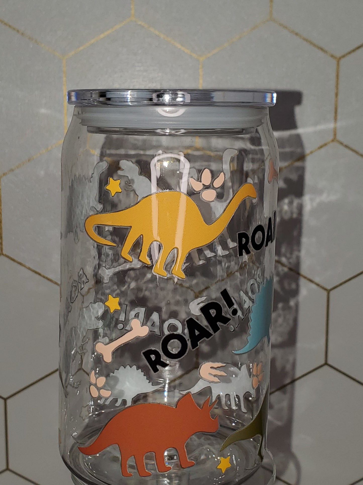 16oz Dino Mite Acrylic Cup, Straw & Lid