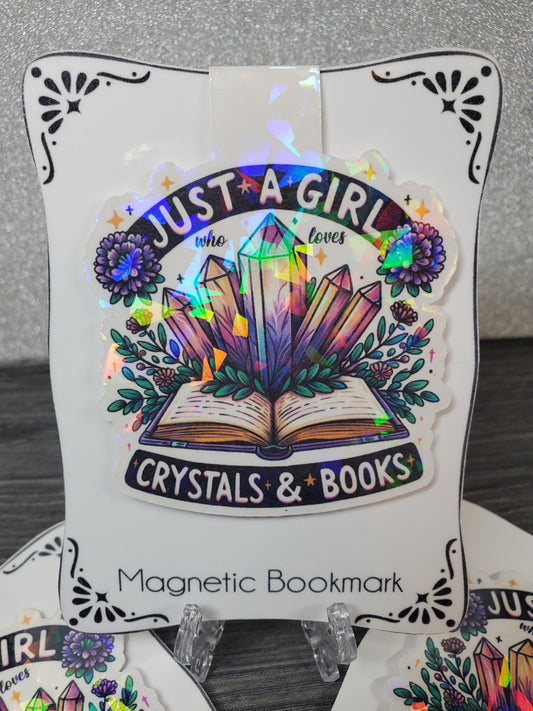 Just A Girl Who Loves Crystals & Books Magnetic Bookmark