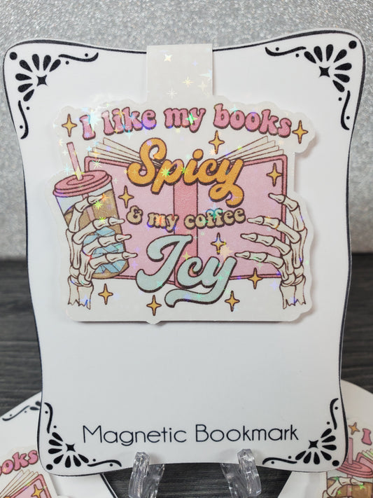 Spicy Books & Icy Coffee Holographic Magnetic Bookmark