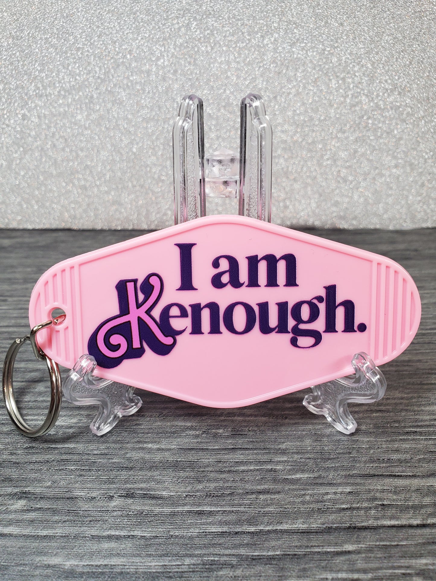 I Am Kenough Pink Motel Keychain