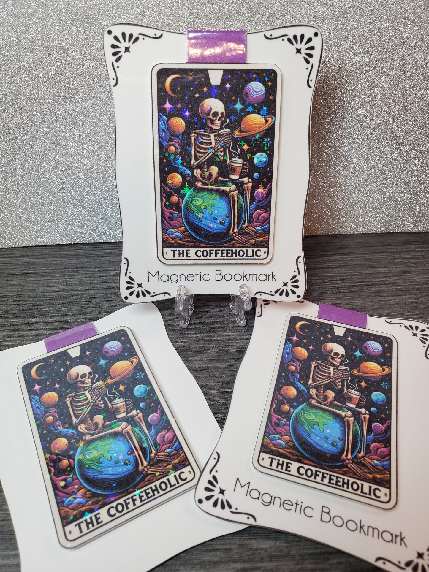 Holographic The Coffeeholic Tarot Card Magnetic Bookmark