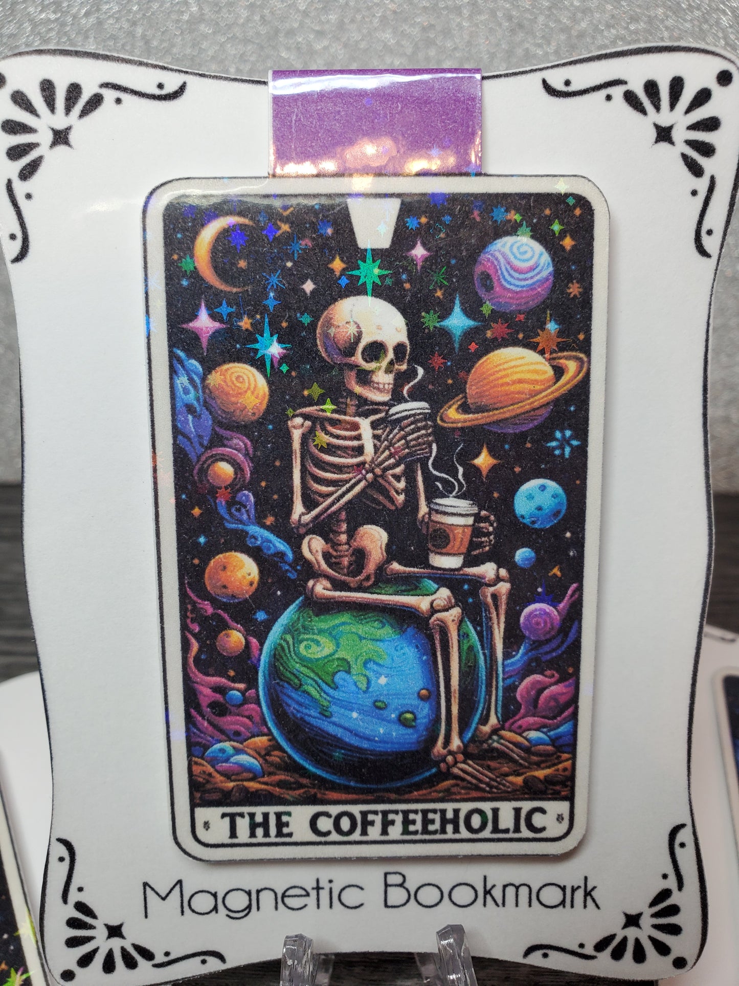 Holographic The Coffeeholic Tarot Card Magnetic Bookmark