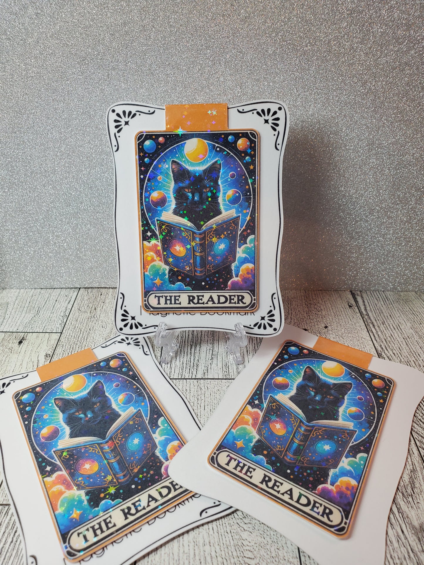 Holographic Black Cat Universe The Reader Tarot Card Magnetic Bookmark