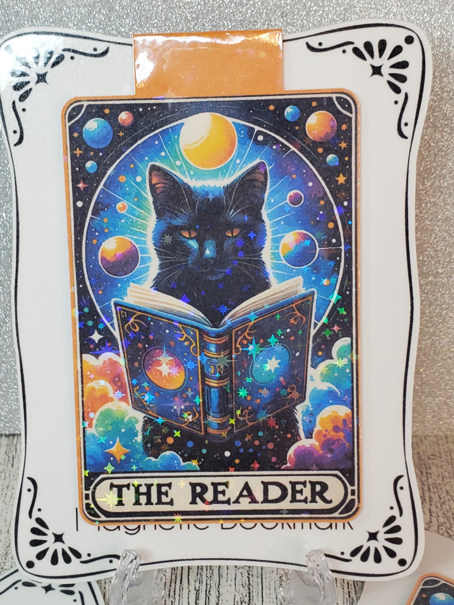 Holographic Black Cat Universe The Reader Tarot Card Magnetic Bookmark