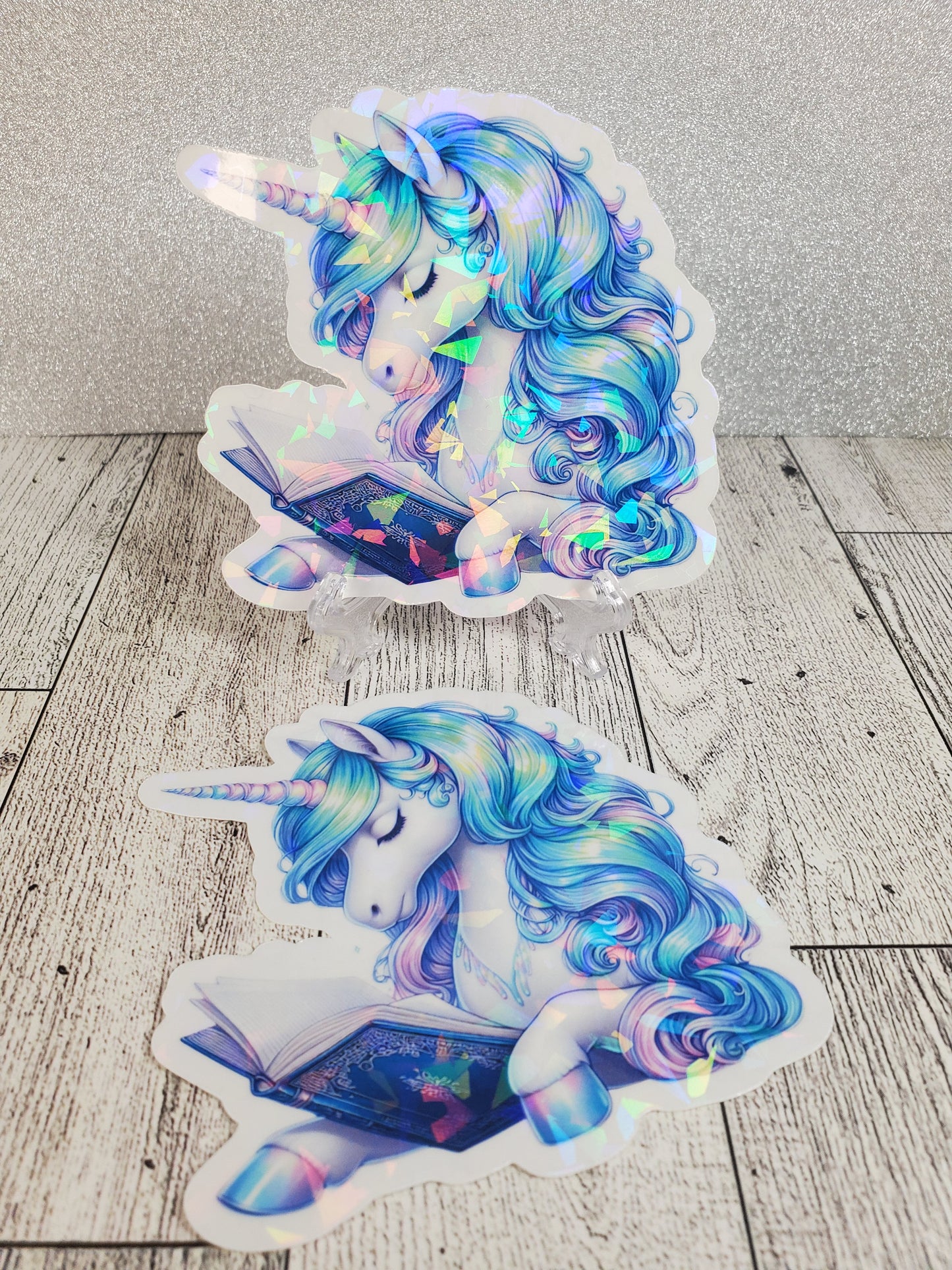 Holographic Mystical Reading Unicorn Sticker