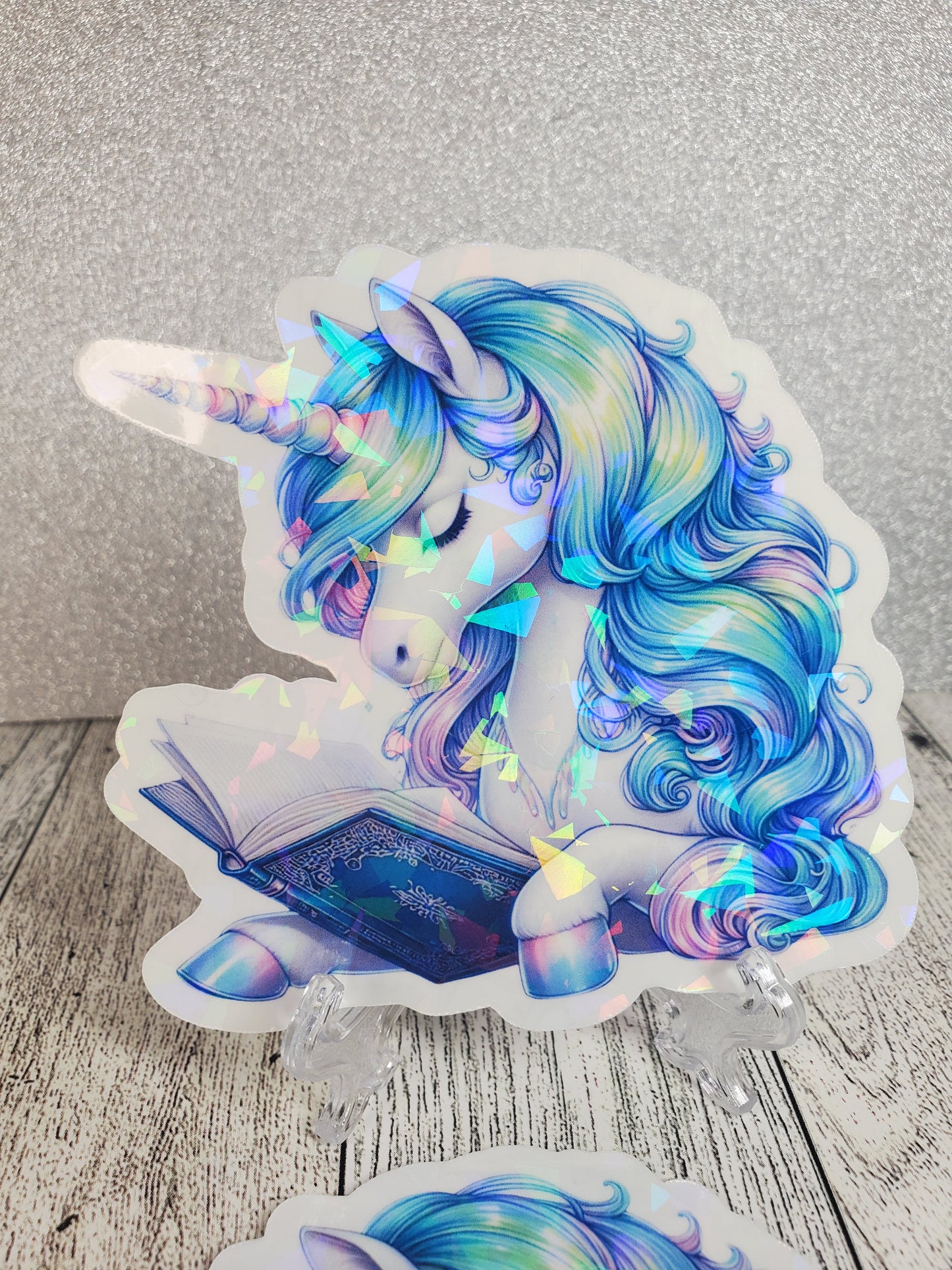 Holographic Mystical Reading Unicorn Sticker