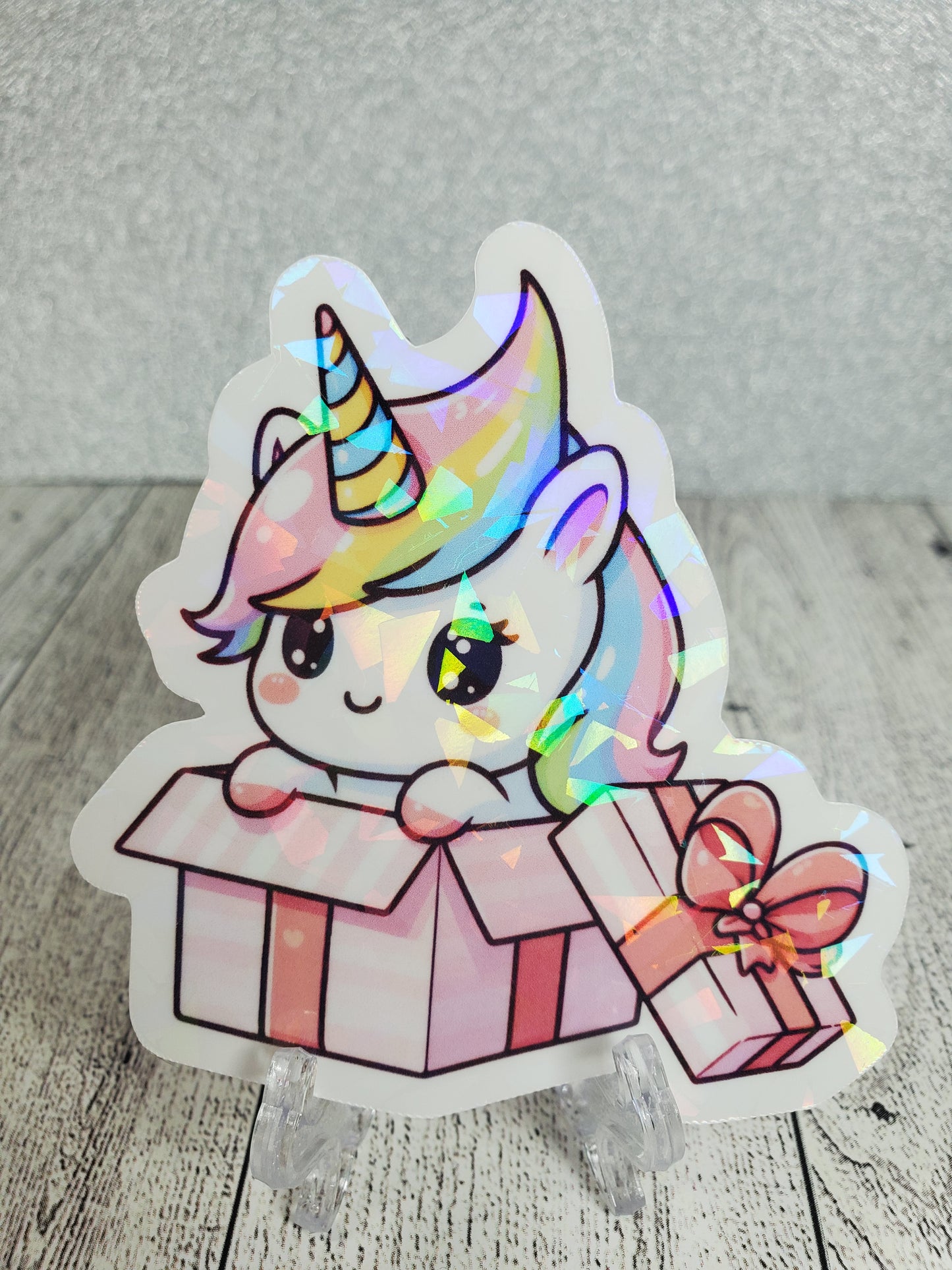 5pc Holographic Unicorn Birthday Party Sticker Collection