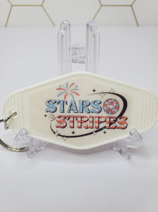 Stars & Stripes Holographic Motel Keychain