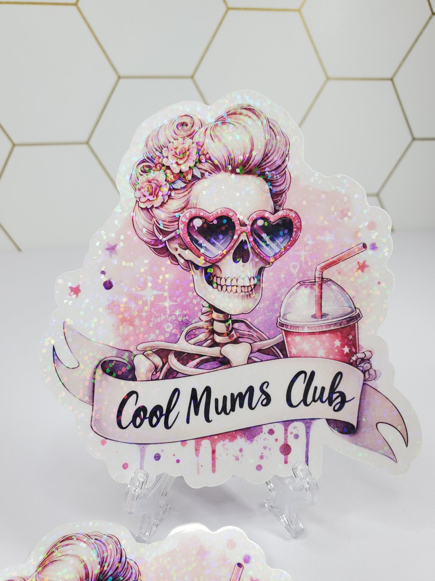 Holographic Cool Mums Club Waterproof Sticker