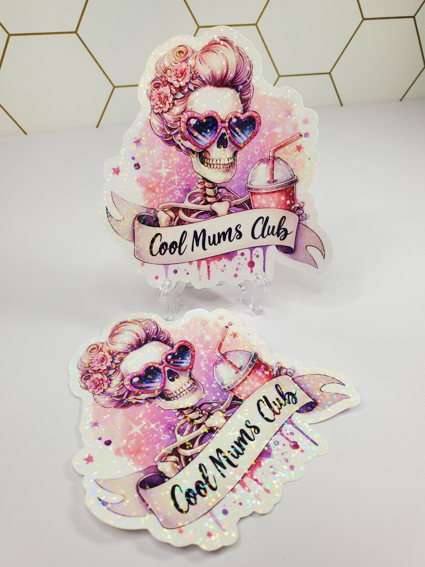 Holographic Cool Mums Club Waterproof Sticker