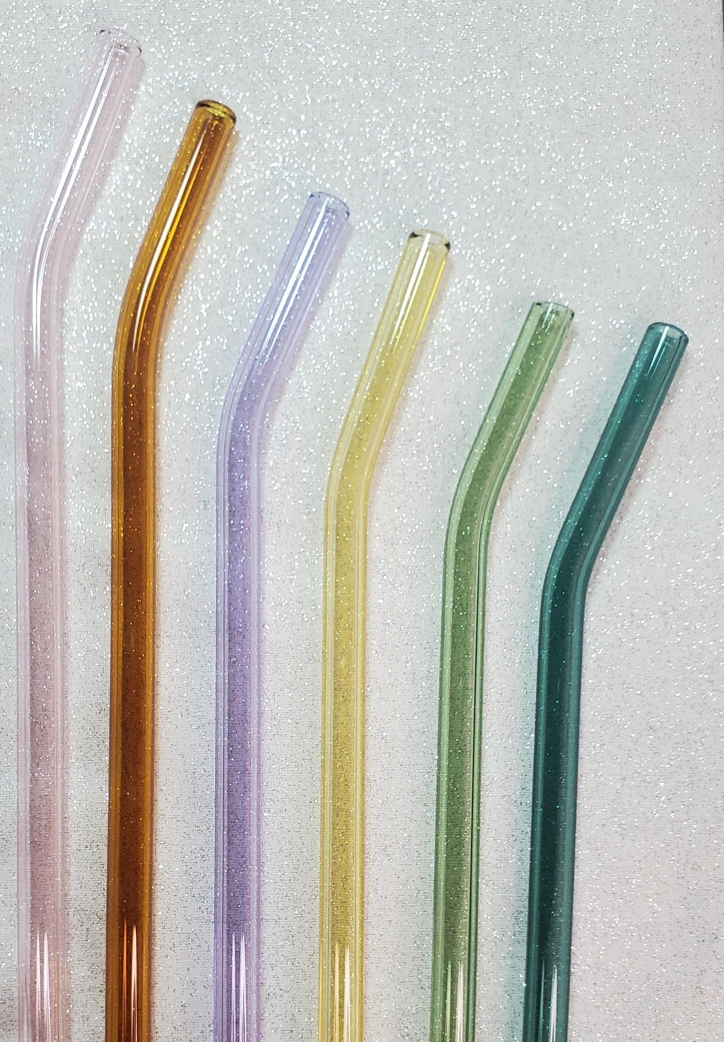 Colored Bent Reusable Glass Straws