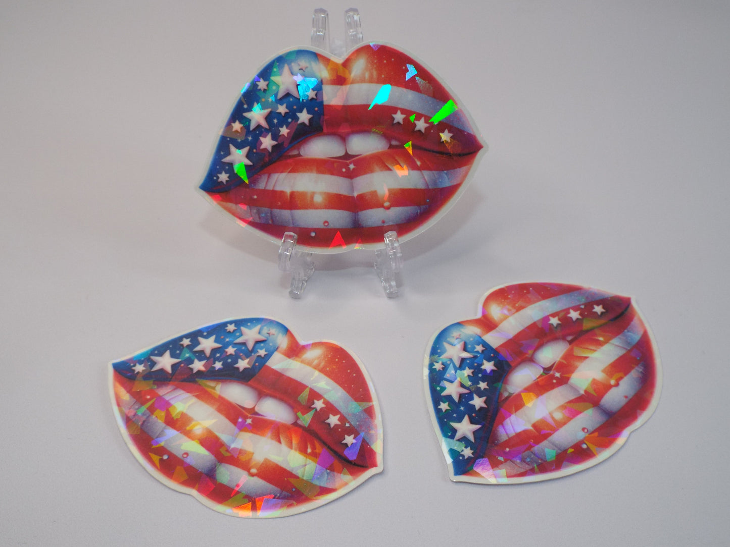 Holographic Patriotic Plump Lips Waterproof Sticker