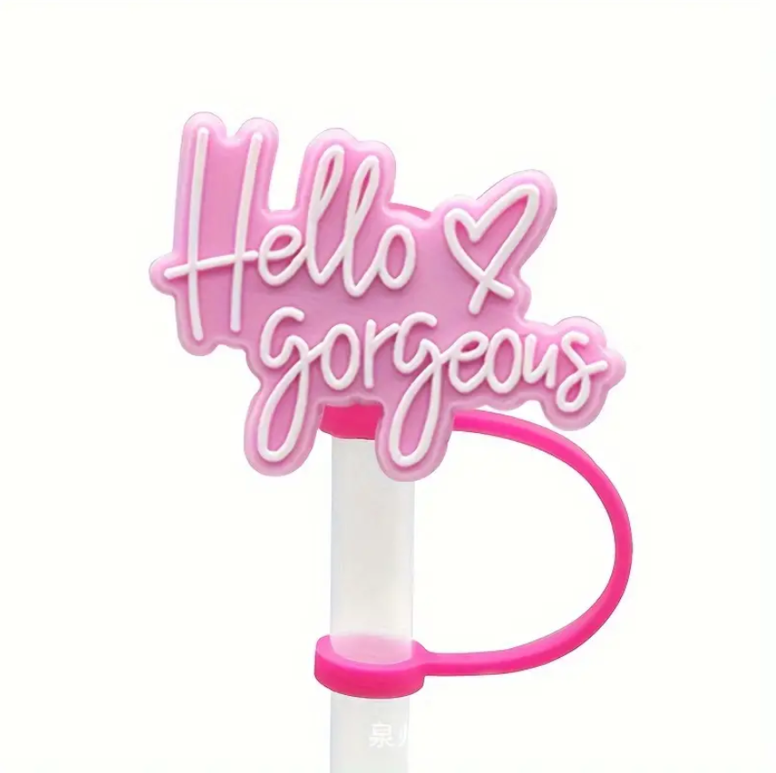 Hello Gorgeous Pink Straw Topper