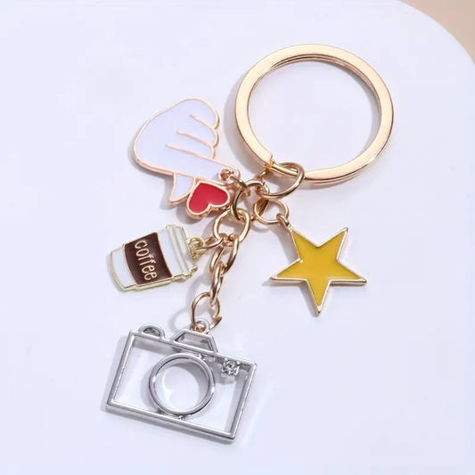 K-Pop Finger Heart Charm Star Coffee Camera Keychain