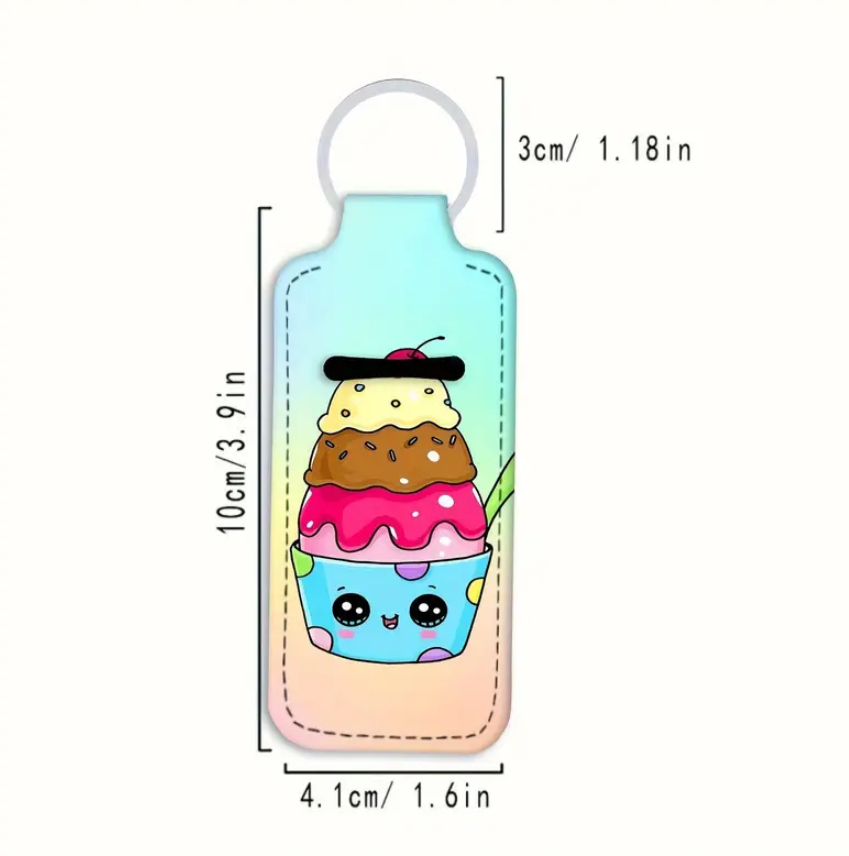 Kawaii Sweet Desserts Chapstick Lip Stick Holder Keychain Key Fob