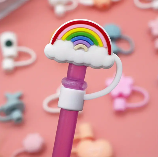 Bright Rainbow on Clouds Straw Topper