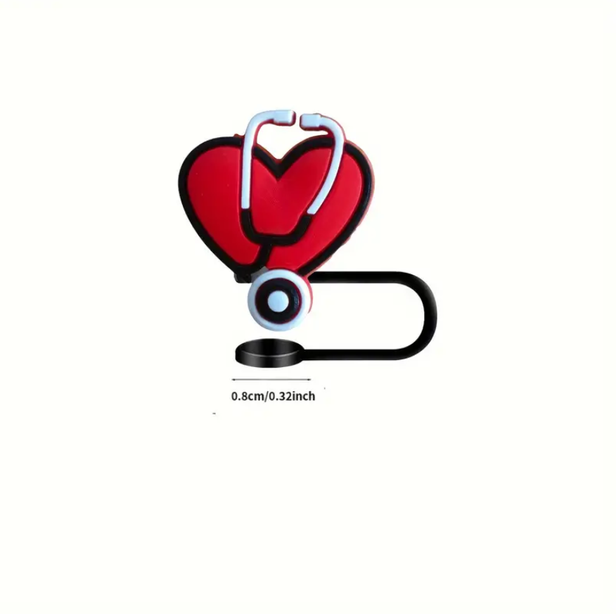 Heart Stethoscope Medical Straw Topper