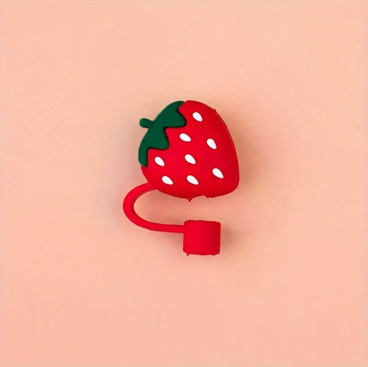 Red Strawberry Straw Topper