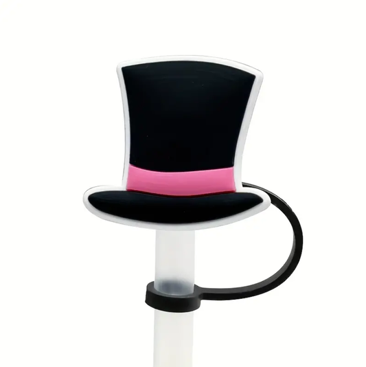 Mad Hatter Top Hat Black Pink Straw Topper