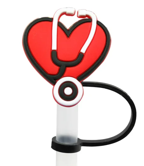 Heart Stethoscope Medical Straw Topper